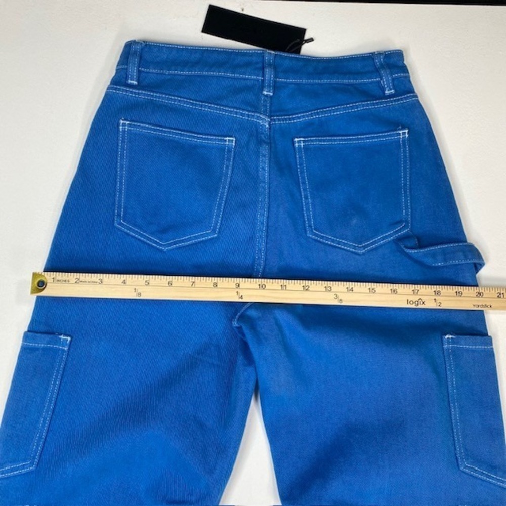 Lioness‎ Miami Vice Pants Blue High Rise Wide Leg Cargo Contrast Stitch XS NEW - Picture 8 of 9